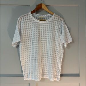 Michael Kors White Burnout Textured T Shirt